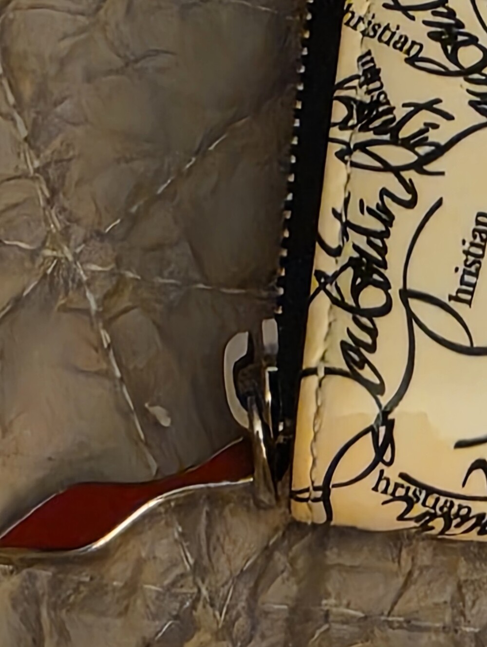 Christian Louboutin Cream Wallet with Black Script/ EUC - Picture 4 of 12